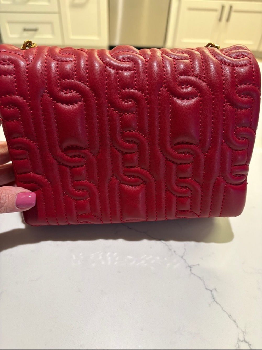 Zara Quilted Red Crossbody with Gold Chain - Picture 7 of 7
